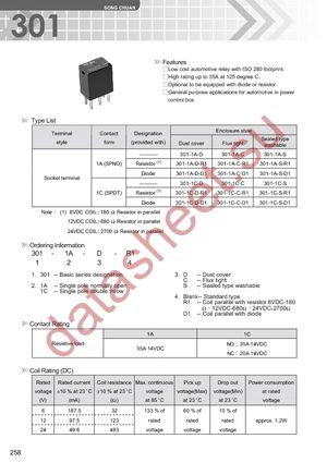 301-1A-S-R1-12VDC datasheet  